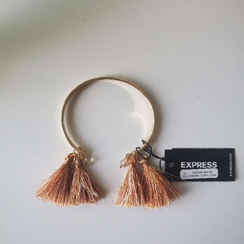 NWT Express Gold Bangle Bracelet with Tassels